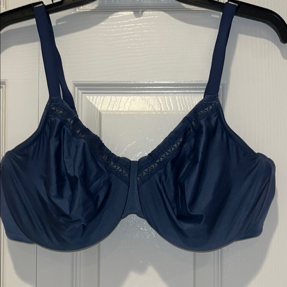 Wacoal Deep Blue Lace Trim Bra size 38DD Perfect Primer